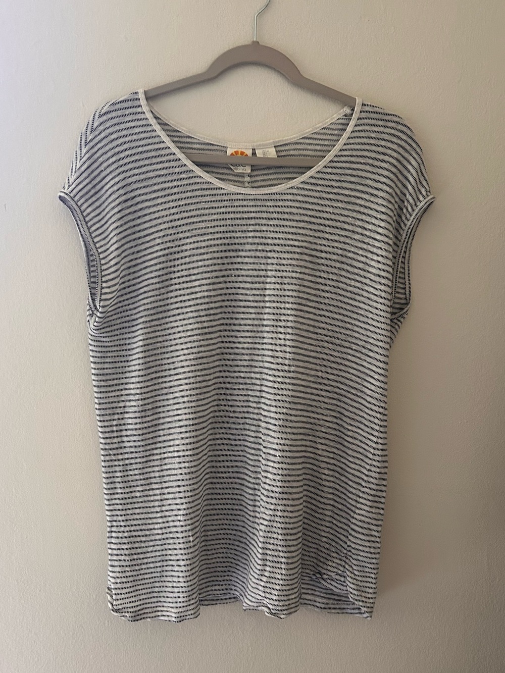 C&C California Striped Linen and Cotton Breezy Scoop Neck Tee